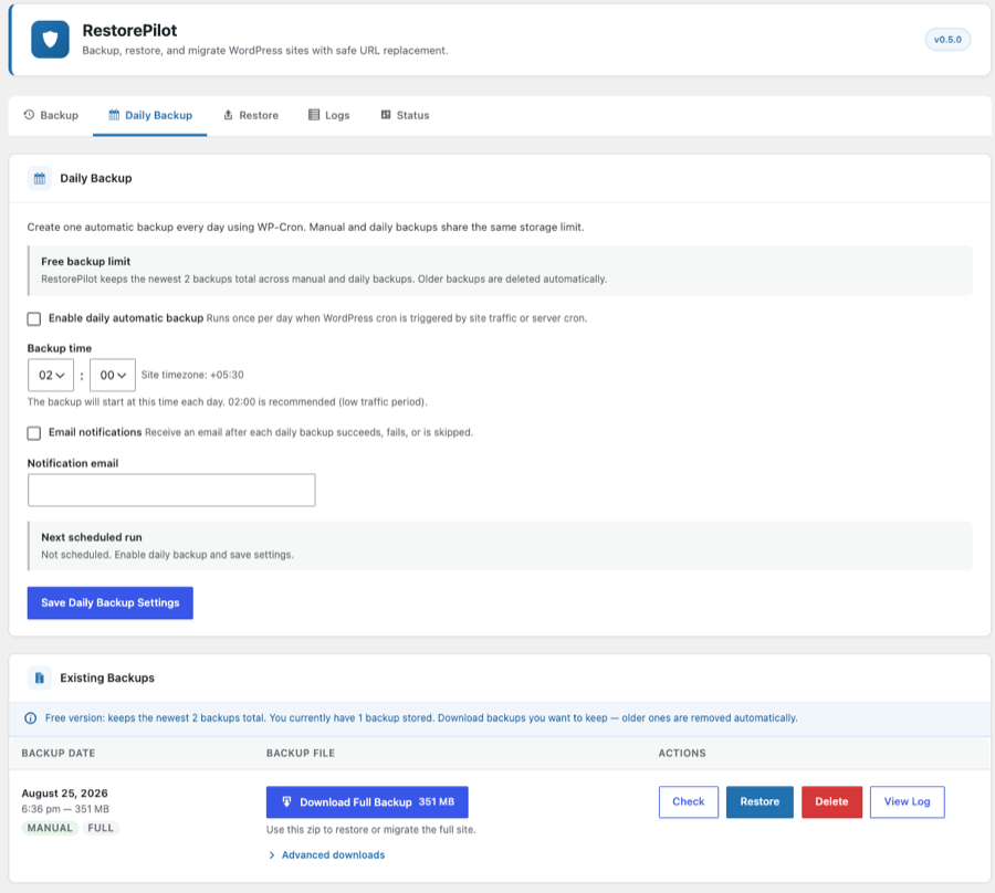 RestorePilot Backup & Migration screenshot